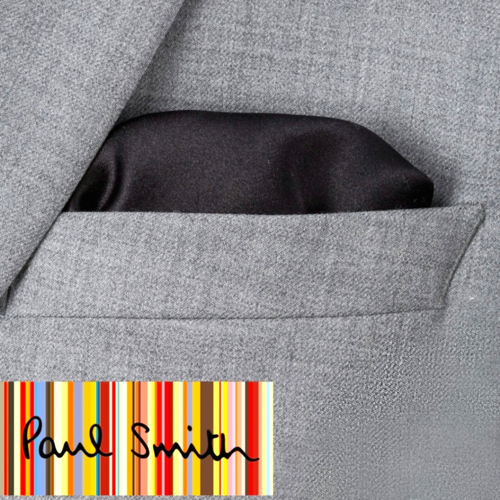 NWOT PAUL SMITH Black Silk Pocket Square